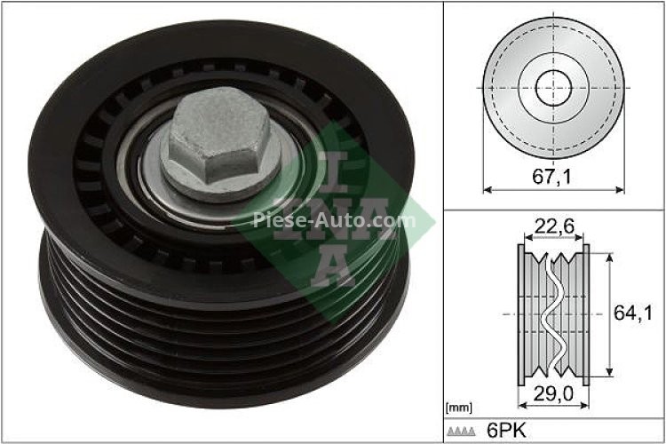 Rolă ghidare curea accesorii INA pentru : DS DS 4 II, DS 7, DS 9; CITROEN C5 AIRCROSS, C5 X; OPEL ASTRA L, GRANDLAND / GRANDLAND X; PEUGEOT 3008, 308 III, 408 II, 508 II 1.6H 05.19-