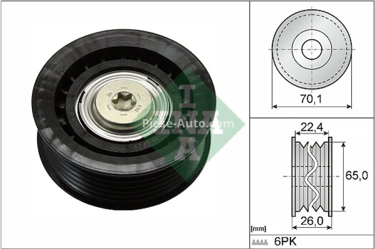 Rolă ghidare curea accesorii INA pentru : III Ford Mondeo, Transit 2.0 DI 2.2TDCi-08.00-