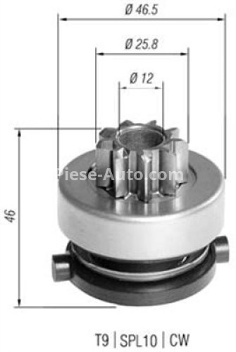 Bendix electromotor  pentru: RENAULT CLIO I, CLIO II, KANGOO, KANGOO EXPRESS, TWINGO I 1.2 01.96-