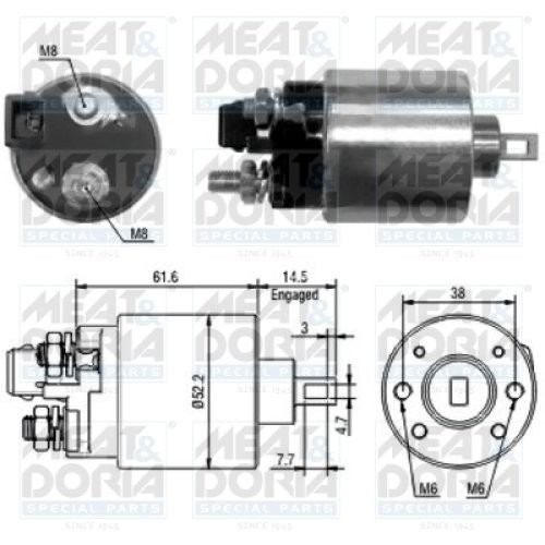 Bobină / solenoid electromotor pentru: AUDI A3; FORD GALAXY I; SEAT ALHAMBRA, CORDOBA, IBIZA II, TOLEDO I; SKODA OCTAVIA I; VW CORRADO, GOLF III, GOLF IV, NEW BEETLE 1.6/1.8/2.0 02.88-09.10