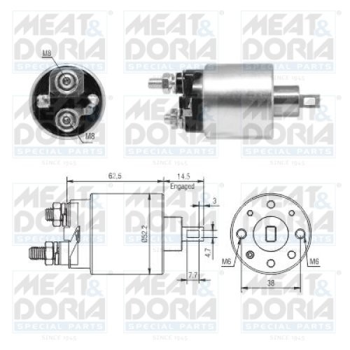 Bobină / solenoid electromotor (12V) pentru: ABARTH 124 SPIDER, 500 / 595 / 695, 500C / 595C / 695C, GRANDE PUNTO; ALFA ROMEO GIULIETTA, MITO; FIAT 124 SPIDER, 500, 500 C, 500L 0.9-1.4LPG 02.02-
