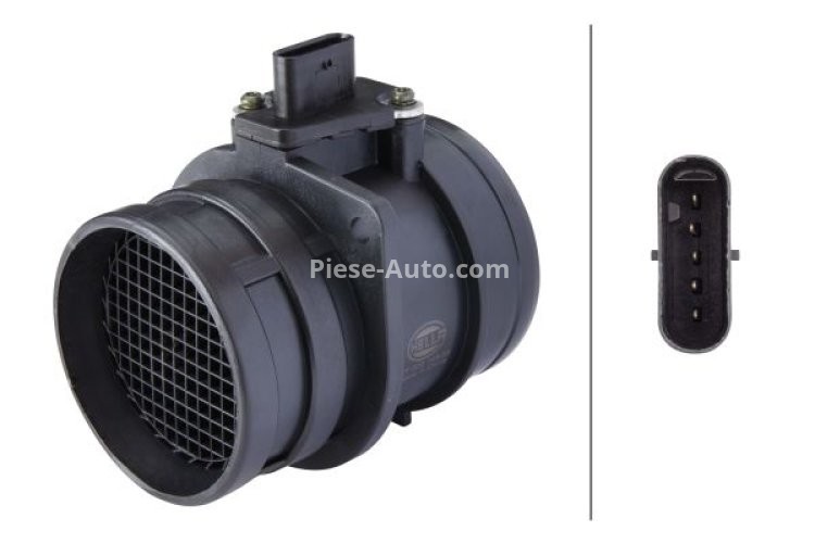 Debitmetru aer HELLA (5 pini, modul) pentru: AUDI A1, A3, A4 ALLROAD B8, A4 B8, A5, A6 C7, Q3, Q5, Q7, TT; SEAT ALHAMBRA, ALTEA, ALTEA XL, EXEO, EXEO ST, LEON, TOLEDO III; SKODA OCTAVIA II 1.8-6.0D 09.04-