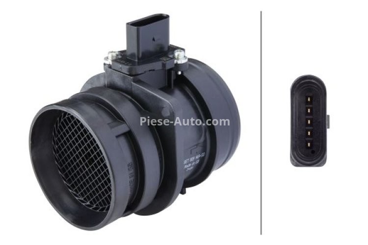 Debitmetru aer HELLA (5 pini, modul) pentru: AUDI A3, A4 B8, A5, Q7; SEAT ALTEA, ALTEA XL, LEON, TOLEDO III; SKODA OCTAVIA II, SUPERB II; VW BEETLE, EOS, GOLF V, GOLF VI, JETTA III 1.8/2.0/4.2D 09.04-