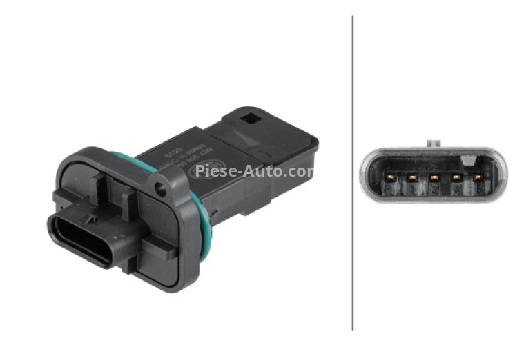 Debitmetru aer HELLA (5 pini, cartuș) pentru: BMW 1 (F20), 1 (F21), 2 (F22, F87), 3 (F30, F80), 3 (F31), 3 GRAN TURISMO (F34), 4 (F32, F82), 4 (F33, F83), 4 GRAN COUPE (F36), 5 (F10) 1.6D/2.0D 05.09-