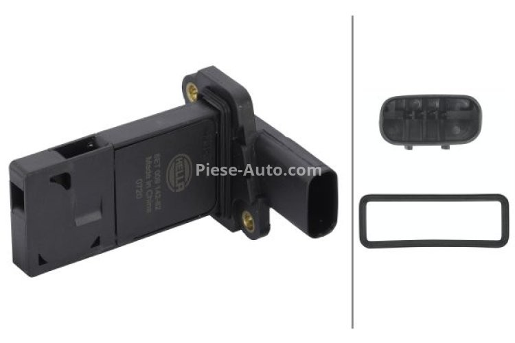 Debitmetru aer HELLA (4 pini, cartuș) pentru: VOLVO C30, C70 II, S40 II, S80 II, V40, V50, V70 III; FORD C-MAX, C-MAX II, FOCUS C-MAX, FOCUS II, FOCUS III, FOCUS III/KOMBI, FOCUS II/KOMBI 1.0-2.2D 10.03-