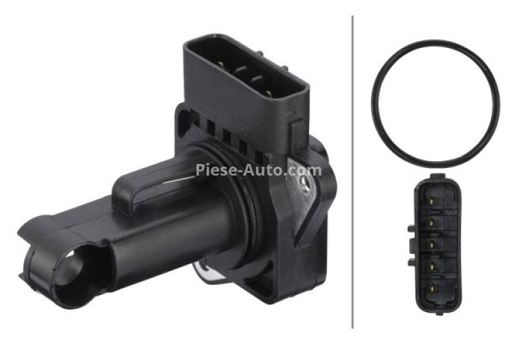 Debitmetru aer HELLA (5 pini, cartuș) pentru: VOLVO C30, C70 II, S40 II, S60 I, S80 I, S80 II, V50, V70 II, V70 III, XC60 I, XC70 II, XC90 I; JAGUAR S-TYPE II, XF I, XJ, XK 8, X-TYPE I 1.3-4.4 07.94-