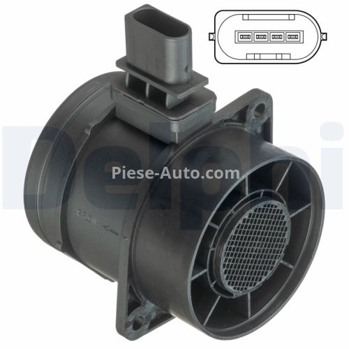 Debitmetru aer DELPHI (4 pini, modul) pentru: MERCEDES G (W461), SPRINTER 3,5-T (B906), SPRINTER 3-T (B906), SPRINTER 4,6-T (B906), SPRINTER 5-T (B906), VIANO (W639) 2.0D-3.0D 09.03-