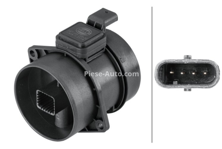 Debitmetru aer HELLA (4 pini, modul) pentru: MERCEDES C (C204), C T-MODEL (S204), C (W204), CLS SHOOTING BRAKE (X218), E (A207), E (C207), E T-MODEL (S212), E (W212), GLE (W166), GLK (X204) 1.8-3.7 09.03-