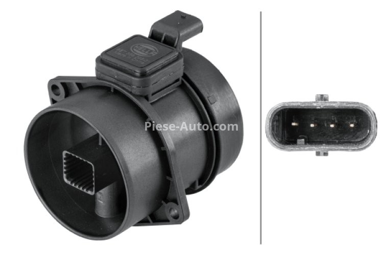 Debitmetru aer HELLA (4 pini, modul) pentru: MERCEDES C (C204), C T-MODEL (S204), C (W204), E (A207), E (C207), E T-MODEL (S212), E (W212), GLK (X204), SPRINTER 3,5-T (B906) 2.0D-3.0D 09.03-