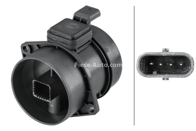Debitmetru aer HELLA (4 pini, modul) pentru: MERCEDES C T-MODEL (S204), C (W204), E T-MODEL (S212), E (W212), GLK (X204), SPRINTER 3,5-T (B906), SPRINTER 3-T (B906), SPRINTER 4,6-T (B906) 1.8-3.7 09.03-