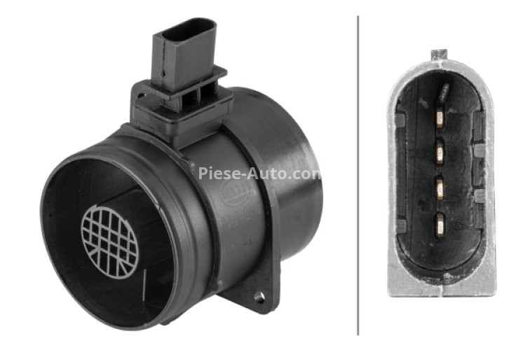 Debitmetru aer HELLA (4 pini, modul) pentru: MERCEDES SPRINTER 3,5-T (B906), SPRINTER 3,5-T (B907), SPRINTER 3,5-T (B907, B910), SPRINTER 3-T (B906), SPRINTER 4,6-T (B906), SPRINTER 4-T (B907) 2.2D/3.0D 03.06-
