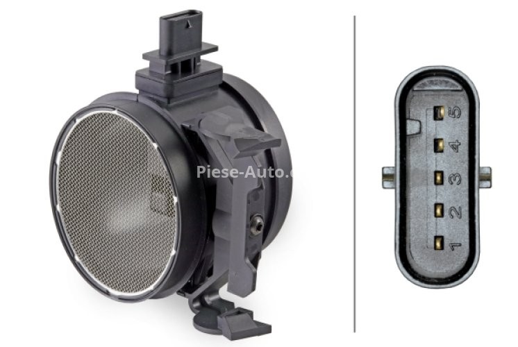 Debitmetru aer HELLA (5 pini, modul) pentru: MERCEDES C (CL203), C T-MODEL (S203), C T-MODEL (S204), C (W203), C (W204), CLC (CL203), CLK (A209), CLK (C209), CLS (C219), E (A207), E (C207) 1.8-5.5 06.04-