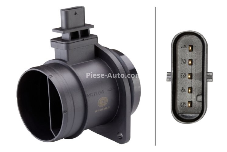 Debitmetru aer HELLA (5 pini, modul) pentru: MINI (R56), (R57), (R58), (R59), CLUBMAN (R55) 1.6 11.07-05.15