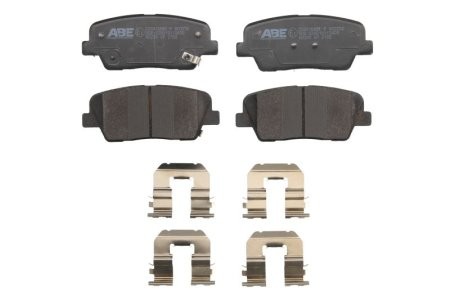 Set plăcuțe frână ABE, spate ,pentru: HYUNDAI ELANTRA V, EQUUS / CENTENNIAL, GENESIS, GRAND SANTA FÉ, SANTA FE IV/SUV, SANTA FÉ II, SANTA FÉ III, SANTA FÉ II/SUV; KIA BORREGO 1.6-5.0 03.06-