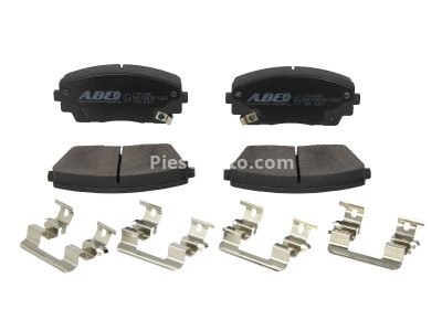 Set plăcuțe frână ABE, față (cu suplimente; cu un tampon de amortizare), se potrivește: KIA PICANTO II 1.0/1.0LPG/1.2 05.11-03.17