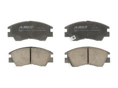Set plăcuțe frână ABE, față ,pentru: MITSUBISHI COLT VI, DELICA / SPACE GEAR, ECLIPSE, ECLIPSE II, ECLIPSE III, L 300 / DELICA II, L 300 III, L200, L400, LANCER IV, LANCER V 0.7-3.5 03.79-
