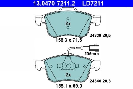 Set plăcuțe frână ATE din ceramică, față , pentru: ALFA ROMEO 159, BRERA, SPIDER 1.8-3.2 06.05-12.12 3