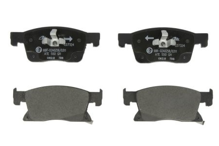 Set plăcuțe frână ATE din ceramică, spate , pentru: ALFA ROMEO GIULIA, STELVIO; MASERATI GHIBLI III, LEVANTE 2.0-3.8 08.13-