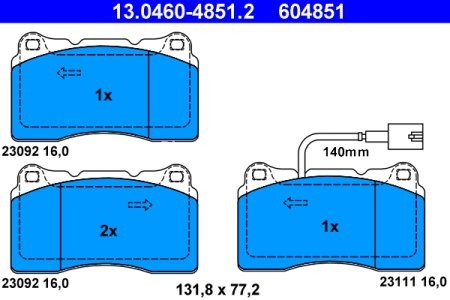 Set plăcuțe frână ATE, față , pentru: ALFA ROMEO 159 1.8-3.2 09.05-12.12
