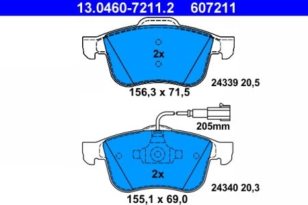 Set plăcuțe frână ATE, față , pentru: ALFA ROMEO 159, BRERA, SPIDER 1.8-3.2 06.05-12.12
