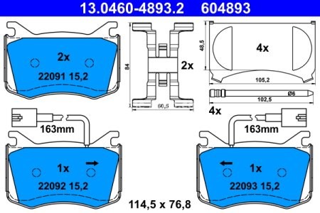 Set plăcuțe frână ATE, față , pentru: ALFA ROMEO GIULIA 2.0/2.2D 10.15-