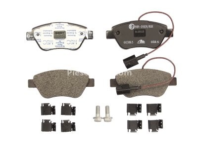 Set plăcuțe frână ATE, față (cu accesorii; cu șuruburi ghidare etrier), pentru: ALFA ROMEO MITO; CITROEN E-MEHARI, NEMO, NEMO/MINIVAN; FIAT 500, 500 C 0.9-Electric 06.05-