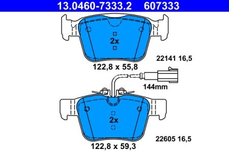 Set plăcuțe frână ATE, spate  , pentru: ALFA ROMEO GIULIA, STELVIO; MASERATI GHIBLI III, LEVANTE 2.0-3.8 08.13-
