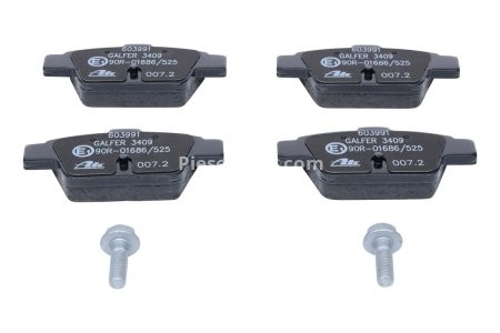 Set plăcuțe frână ATE, spate  (cu șuruburi ghidare etrier), pentru: ALFA ROMEO MITO; FIAT BRAVO II, MULTIPLA, STILO; LANCIA DELTA III 0.9-2.4 04.99-10.18 3