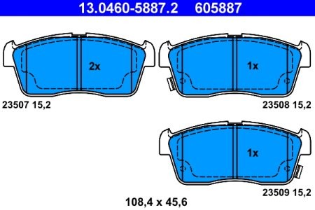 Set plăcuțe frână ATE, față , pentru: DAIHATSU COPEN, CUORE VII, SIRION, YRV; NISSAN PIXO; SUBARU JUSTY IV; SUZUKI ALTO VII, CARRY, CELERIO, IGNIS I, IGNIS II 0.7-1.5 03.00-