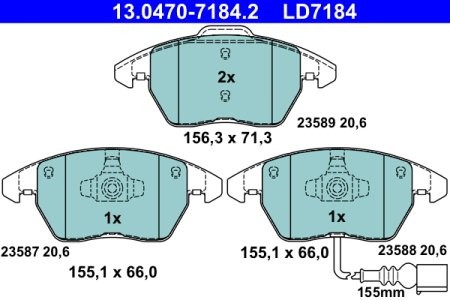 Set plăcuțe frână ATE din ceramică, față , pentru: AUDI A1, A3; SEAT ALTEA, ALTEA XL, IBIZA IV, IBIZA IV SC, IBIZA IV ST, IBIZA IV/HATCHBACK, LEON, TOLEDO III, TOLEDO IV 1.0-Electric 02.98-