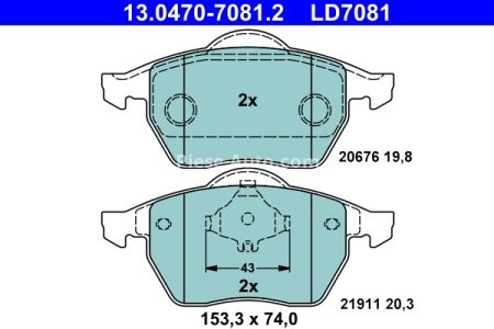 Set plăcuțe frână ATE din ceramică, față , pentru: AUDI A3, TT; SEAT IBIZA III, LEON, TOLEDO II; SKODA OCTAVIA I, OCTAVIA I/KOMBI; VW GOLF III, GOLF IV, NEW BEETLE, PASSAT B3/B4 1.4-2.9 06.91-12.10