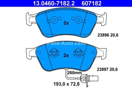 Set plăcuțe frână ATE, față , pentru: AUDI A6 C6, A8 D3; VW PHAETON 2.0-6.0 04.02-03.16 2