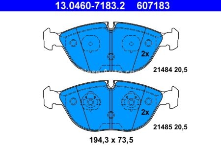 Set plăcuțe frână ATE, față , pentru: MERCEDES C T-MODEL (S202), C (W202), CLK (A208), CLK (C208), E T-MODEL (S210), E T-MODEL (S211), E (W210), E (W211), S (W220), SLK (R170) 2.7-6.8 11.94- 2