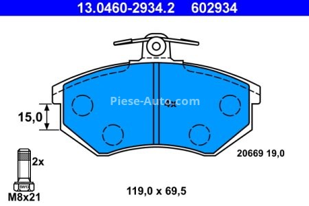 Set plăcuțe frână ATE, față (cu șuruburi ghidare etrier), pentru: AUDI 100 C2, 200 C2, 80 B2, 80 B3, 80 B4, 90 B3, A4 B5, CABRIOLET B3, COUPE B3, QUATTRO 1.6-2.6 03.77- 2