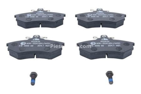 Set plăcuțe frână ATE, față (cu șuruburi ghidare etrier), pentru: AUDI 100 C2, 200 C2, 80 B2, 80 B3, 80 B4, 90 B3, A4 B5, CABRIOLET B3, COUPE B3, QUATTRO 1.6-2.6 03.77- 3