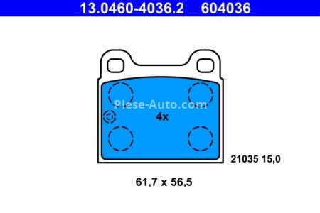 Set plăcuțe frână ATE, spate  , pentru: MERCEDES 123 (C123), 123 T-MODEL (S123), 123 (W123), /8 (W114), /8 (W115), CABRIOLET (W111, W112), HECKFLOSSE (W111, W112), S (C126) 1.0-6.8 02.61-12.94 2