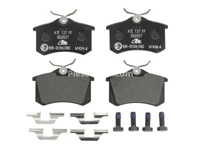 Set plăcuțe frână ATE, spate  (cu accesorii; cu șuruburi ghidare etrier), pentru: AUDI A2, A4 B6, A4 B7, A6 C5, ALLROAD C5, TT; NISSAN MICRA III; PEUGEOT 405 I 1.0-4.2 08.83- 1