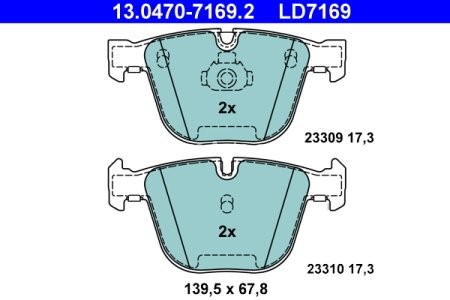 Set plăcuțe frână ATE din ceramică, spate , pentru: BMW 1 (E82), 3 (E90), 3 (E92), 3 (E93), 5 (E60), 5 (E61), 6 (E63), 6 (E64), 7 (E65, E66, E67), X5 (E70) 2.0-6.8 03.98-