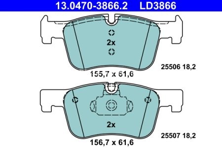 Set plăcuțe frână ATE din ceramică, față , pentru: BMW 1 (F20), 1 (F21), 3 (F30, F80), 3 (F31), 3 (G20, G80, G28), 3 (G21, G81), 3 GRAN TURISMO (F34), 4 (F32, F82), 4 (F33, F83) 1.5-2.0DH 07.11-