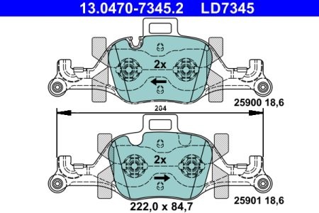 Set plăcuțe frână ATE din ceramică, față , pentru: BMW 2 (G42, G87), 3 (G20, G80, G28), 3 (G21), 3 (G21, G81), 4 (G22, G82), 4 (G23, G83), 4 GRAN COUPE (G26), 5 (G30, F90) 2.0-Electric 11.15-