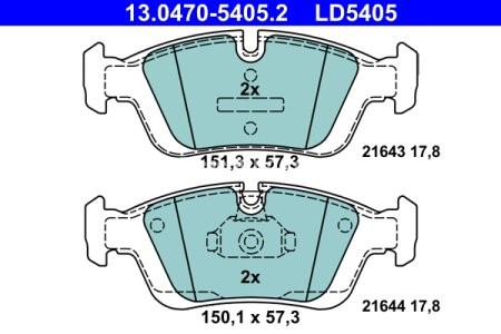 Set plăcuțe frână ATE din ceramică, față , pentru: BMW 3 (E36), 3 (E46), Z3 (E36), Z4 (E85) 1.6-3.0D 09.90-02.09