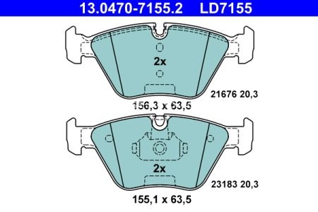 Set plăcuțe frână ATE din ceramică, față , pentru: BMW 3 (E46), X3 (E83), Z4 (E85), Z4 (E86); MG MG ZT, MG ZT- T 2.0-4.6 10.99-12.11