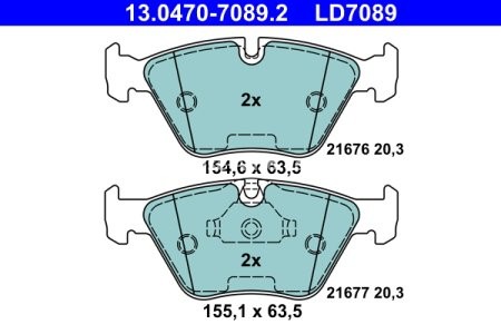 Set plăcuțe frână ATE din ceramică, față , pentru: BMW 5 (E39) 2.0-3.5 09.95-05.04
