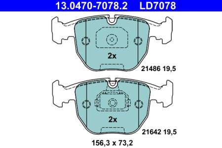 Set plăcuțe frână ATE din ceramică, față , pentru: BMW 5 (E39), 7 (E38), X3 (E83), X5 (E53) 2.0-4.4 03.94-08.11