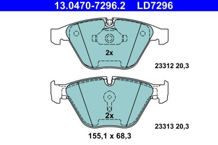 Set plăcuțe frână ATE din ceramică, față , pentru: BMW 5 (E60), 5 (E61), 6 (E63), 6 (E64) 2.0-4.0 12.01-12.10