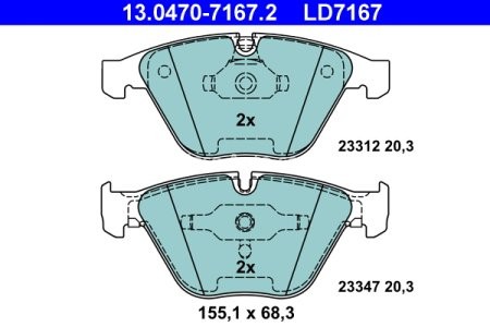 Set plăcuțe frână ATE din ceramică, față , pentru: BMW 5 (E60), 5 (E61), 6 (E63), 6 (E64), 7 (E65, E66, E67) 2.0-4.0 11.01-12.10