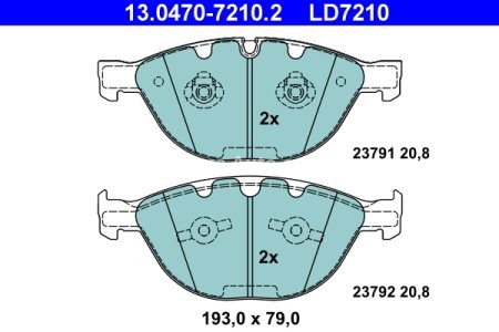 Set plăcuțe frână ATE din ceramică, față , pentru: BMW 5 (E60), 5 (E61), 6 (E63), 6 (E64), 7 (E65, E66, E67) 3.0-4.4D 09.04-12.10