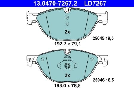 Set plăcuțe frână ATE din ceramică, față , pentru: BMW 5 (F10), 5 (F11), 5 GRAN TURISMO (F07), 7 (F01, F02, F03, F04) 2.0-3.0D 02.08-02.17