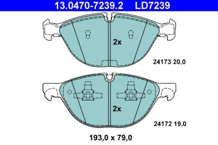Set plăcuțe frână ATE din ceramică, față , pentru: BMW X5 (E70), X6 (E71, E72), X6 (F16, F86) 3.0-4.8 10.06-07.19 2