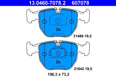 Set plăcuțe frână ATE, față , pentru: BMW 5 (E39), 7 (E38), X3 (E83), X5 (E53) 2.0-4.9 03.94-08.11 3